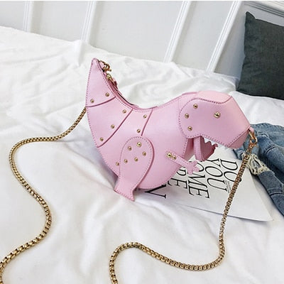 Rivet Personality Dinosaur Design Fashion Leather Crossbody Mini Messenger Bag Women
