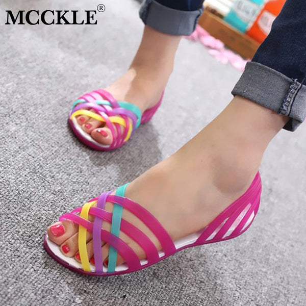 Women Jelly Shoes Rianbow Summer Sandals
